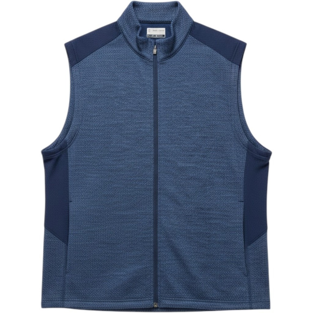 PGA Tour Mens XL Blue Marled Full Zip Fleece Lined Golf Vest‎ Mock Neck SU36940